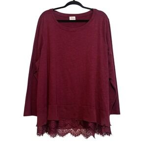 AVA JAMES Red‎ Long Sleeve Blouse Size 3x